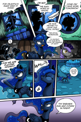 Size: 1000x1500 | Tagged: safe, artist:crystal-secret, princess luna, bat pony, pony, comic, night guard, the fallen moon