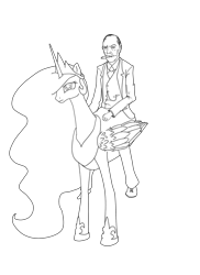 Size: 1600x2200 | Tagged: safe, princess celestia, alicorn, pony, taur, monochrome, not what it looks like, sigmund freud