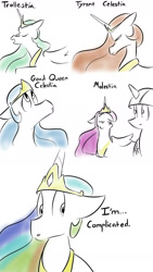 Size: 800x1417 | Tagged: safe, artist:captain mwai, princess celestia, alicorn, pony, all things are true, everylestia, princess molestia, trollestia, tyrant, tyrant celestia