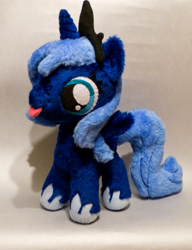 Size: 1532x2000 | Tagged: safe, artist:mmmgaleryjka, princess luna, pony, filly, irl, photo, plushie, solo, tongue out, woona