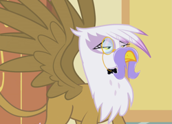 Size: 991x712 | Tagged: safe, derpibooru import, edit, edited screencap, screencap, gilda, griffon, griffon the brush off, classy, monocle, moustache, solo