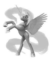 Size: 850x1100 | Tagged: safe, artist:hattonslayden, princess celestia, alicorn, pony, female, grayscale, horn, mare, solo