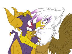 Size: 900x674 | Tagged: safe, artist:batlover800, derpibooru import, gilda, griffon, crossover, crossover shipping, female, male, shipping, spylda, spyro the dragon, straight