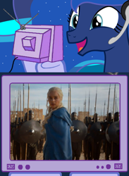 Size: 563x769 | Tagged: safe, princess luna, alicorn, pony, exploitable meme, game of thrones, gamer luna, tv meme