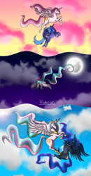 Size: 1331x2561 | Tagged: safe, artist:colla036, princess celestia, princess luna, alicorn, pony, comic, mare in the moon, moon, sisters