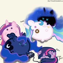 Size: 1000x1000 | Tagged: safe, artist:treez123, nightmare moon, princess cadance, princess celestia, princess luna, twilight sparkle, alicorn, pony, alicorn tetrarchy, chubbie, princess