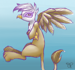 Size: 640x600 | Tagged: safe, artist:stoney pony, derpibooru import, gilda, griffon, beak, female, solo, talons