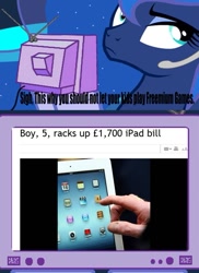 Size: 563x775 | Tagged: safe, princess luna, alicorn, pony, exploitable meme, female, gamer luna, horn, mare, tv meme