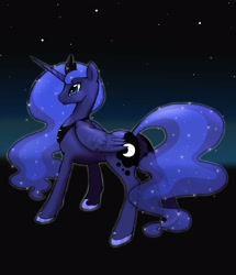 Size: 2495x2907 | Tagged: safe, artist:mmmenagerie, princess luna, alicorn, pony, female, horn, mare, night, solo