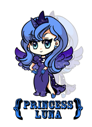 Size: 600x825 | Tagged: safe, artist:samaimurai, princess luna, chibi, horned humanization, humanized, solo, winged humanization