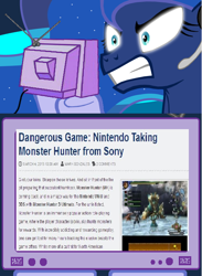 Size: 564x769 | Tagged: safe, princess luna, alicorn, pony, angry, exploitable meme, gamer luna, monster hunter, news, tv meme