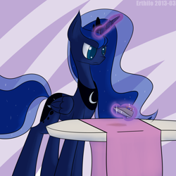 Size: 2800x2800 | Tagged: safe, artist:erthilo, princess luna, alicorn, pony, iron, ironing, solo