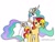 Size: 1024x768 | Tagged: safe, artist:littleovertures, princess celestia, sunset shimmer, alicorn, pony, unicorn, female, mare