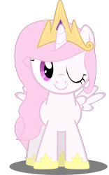 Size: 4000x6390 | Tagged: safe, artist:smiba11, princess celestia, alicorn, pony, cewestia, filly, foal, simple background, smiling, solo, spread wings, transparent background, vector, wink
