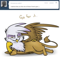 Size: 648x616 | Tagged: safe, derpibooru import, gilda, griffon, ask, draw me like one of your french girls, gilda replies, tumblr