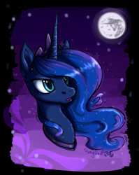 Size: 954x1200 | Tagged: dead source, safe, artist:vengefulwolf74, princess luna, alicorn, pony, bust, mare in the moon, moon, portrait, solo