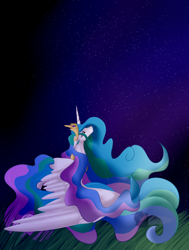 Size: 2100x2784 | Tagged: safe, artist:erinkarsath, princess celestia, alicorn, pony, female, horn, lullaby for a princess, mare, solo