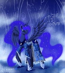 Size: 1800x2000 | Tagged: safe, artist:dalagar, princess luna, alicorn, pony, clothes, dress, female, mare, russian, solo, stars