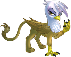 Size: 1099x875 | Tagged: safe, artist:kittehkatbar, derpibooru import, gilda, griffon, female, leg fluff, looking at you, raised claw, simple background, solo, transparent background