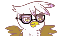 Size: 500x295 | Tagged: artist needed, source needed, safe, derpibooru import, gilda, griffon, beak, bust, female, glasses, simple background, solo, transparent background, wings