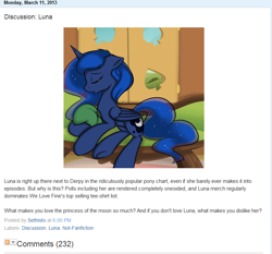 Size: 774x722 | Tagged: safe, princess luna, alicorn, pony, discussion, equestria daily, female, horn, mare, solo