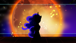 Size: 1366x768 | Tagged: safe, artist:pixelkitties, princess luna, alicorn, pony, parody, silhouette, solo, sunshine