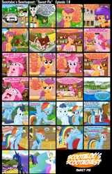 Size: 1600x2492 | Tagged: safe, artist:ajmstudios, pinkie pie, princess celestia, princess luna, rainbow dash, scootaloo, soarin', spitfire, oc, alicorn, earth pony, pegasus, pony, comic, police, scootaquest, sick, sneezing, soarindash