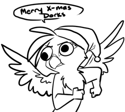 Size: 604x541 | Tagged: safe, artist:php27, derpibooru import, gilda, griffon, christmas, derp, dorks, gilderp, googly eyes