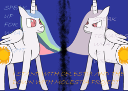 Size: 1185x850 | Tagged: safe, artist:kagome-kagome, princess celestia, alicorn, pony, down with molestia, drama, princess molestia