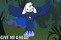 Size: 1019x681 | Tagged: safe, edit, edited screencap, screencap, princess luna, alicorn, pony, female, give me a head, mare, solo, text