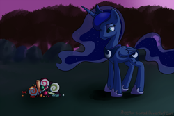 Size: 1300x866 | Tagged: safe, artist:phoenix-conrad, princess luna, alicorn, pony, candy, crying, night, nightmare night, sad, solo