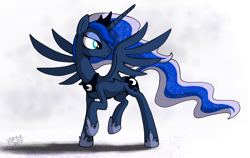 Size: 3480x2200 | Tagged: safe, artist:killryde, princess luna, alicorn, pony, chest fluff, solo, spread wings