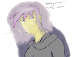 Size: 913x679 | Tagged: safe, artist:latchkeyuniverse, derpibooru import, gilda, 30 minute art challenge, humanized, piercing, smoking