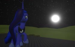 Size: 1280x800 | Tagged: safe, artist:hano, princess luna, alicorn, pony, 3d, gmod, looking at you, moon, solo