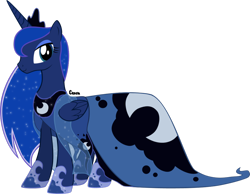 Size: 1016x787 | Tagged: dead source, safe, artist:rhcp-cream, princess luna, alicorn, pony, clothes, dress, female, mare, simple background, solo, transparent background