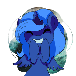 Size: 894x894 | Tagged: safe, artist:fikakorv, princess luna, alicorn, pony, cute, eyes closed, grin, s1 luna, smiling, solo, squee, woona