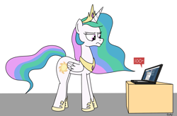 Size: 2119x1390 | Tagged: safe, artist:rapidstrike, princess celestia, alicorn, pony, computer, down with molestia, drama, tumblr