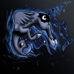 Size: 500x500 | Tagged: safe, artist:corrupted-luna, princess luna, alicorn, pony, female, gradient background, horn, mare, solo