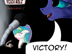 Size: 2000x1500 | Tagged: safe, artist:aaronmk, princess celestia, princess luna, alicorn, pony, announcer, team fortress 2, the administrator