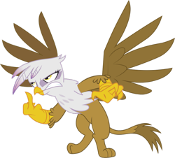 Size: 939x850 | Tagged: safe, artist:sigmavirus1, derpibooru import, gilda, griffon, angry, middle finger, simple background, transparent background, turnabout storm, vector, vulgar