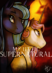 Size: 1024x1440 | Tagged: safe, artist:baisre, princess celestia, princess luna, alicorn, pony, poster, supernatural