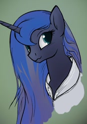 Size: 781x1113 | Tagged: safe, artist:marbleyarns, princess luna, alicorn, pony, captain luna, female, horn, mare, solo