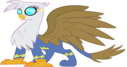 Size: 1193x631 | Tagged: safe, artist:rarity6195, derpibooru import, gilda, griffon, goggles, majestic, solo, spread wings, wings, wonderbolts uniform