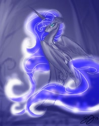 Size: 1280x1631 | Tagged: safe, artist:probablyfakeblonde, princess luna, alicorn, pony, female, horn, mare, sketch, solo