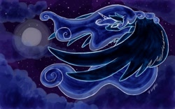 Size: 1440x900 | Tagged: safe, artist:random-gal, princess luna, alicorn, pony, cloud, cloudy, moon, solo