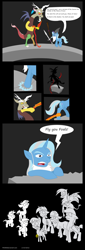 Size: 840x2474 | Tagged: safe, artist:philith, derpibooru import, discord, featherweight, gilda, pipsqueak, snails, snips, trixie, griffon, balrog, comic, comic sans, lord of the rings, parody