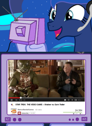 Size: 563x769 | Tagged: safe, princess luna, alicorn, pony, exploitable meme, gamer luna, gorn, james t kirk, star trek, tv meme, william shatner