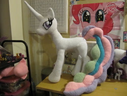 Size: 1024x768 | Tagged: safe, artist:nerdyknitterdesigns, princess celestia, alicorn, pony, bald, knit, photo, solo