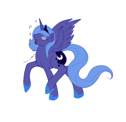 Size: 2975x2890 | Tagged: safe, artist:tenchi-outsuno, princess luna, alicorn, pony, eyes closed, s1 luna, simple background, singing, solo