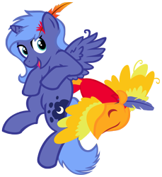 Size: 5277x5771 | Tagged: safe, artist:crusierpl, artist:onkelscrut, philomena, princess luna, alicorn, pony, absurd resolution, feather, filly, s1 luna, simple background, woona